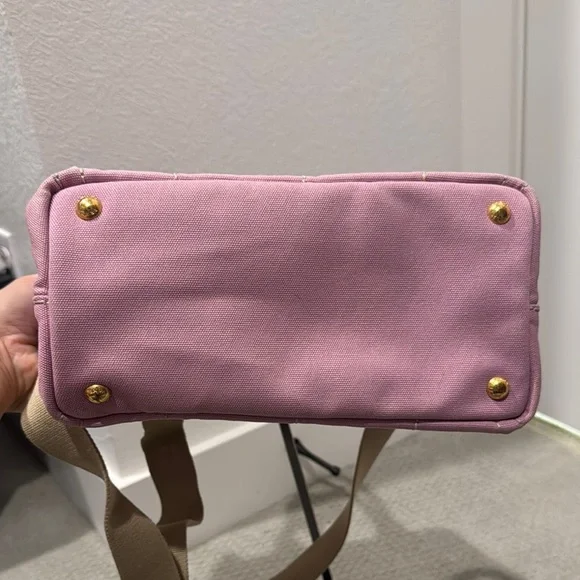 Prada Pink Canvas Tote Bag with crossbody strap - Picture 5 of 7